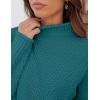 imageZESICA Womens Turtleneck Batwing Sleeve Loose Oversized Chunky Knitted Pullover Sweater Jumper TopsPeacock