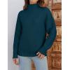 imageZESICA Womens Turtleneck Batwing Sleeve Loose Oversized Chunky Knitted Pullover Sweater Jumper TopsTeal
