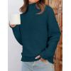 imageZESICA Womens Turtleneck Batwing Sleeve Loose Oversized Chunky Knitted Pullover Sweater Jumper TopsTeal