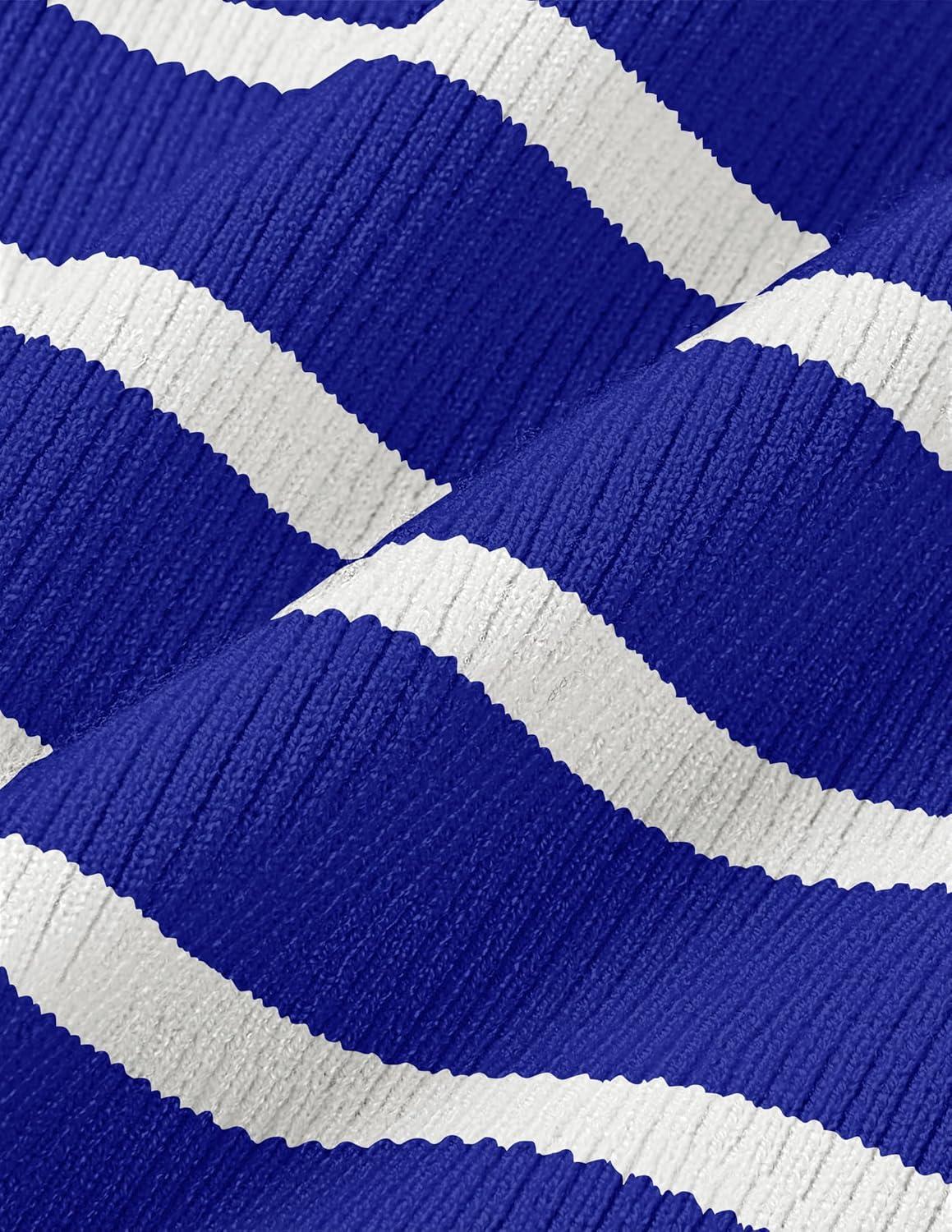 imageZESICA Womens Summer Square Neck Bodycon Midi Dresses 2025 Casual Sleeveless Ribbed Knit Striped Beach Vacation Long DressBlue