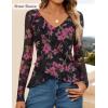 imageZESICA Womens Long Sleeve Floral Shirts V Neck Going Out Ruffle Tops Blouses 2025 Fall Fashion Clothes OutfitsBlackrose