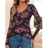 imageZESICA Womens Long Sleeve Floral Shirts V Neck Going Out Ruffle Tops Blouses 2025 Fall Fashion Clothes OutfitsBlackrose