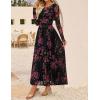 imageZESICA Womens Maxi Dress 2025 Fall Long Sleeve Crewneck Floral Print Mesh Ruched Party Wedding Guest DressesBlackrose