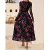 imageZESICA Womens Maxi Dress 2025 Fall Long Sleeve Crewneck Floral Print Mesh Ruched Party Wedding Guest DressesBlackrose