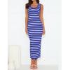imageZESICA Womens Summer Square Neck Bodycon Midi Dresses 2025 Casual Sleeveless Ribbed Knit Striped Beach Vacation Long DressBlue