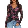 imageZESICA Womens Long Sleeve Floral Shirts V Neck Going Out Ruffle Tops Blouses 2025 Fall Fashion Clothes OutfitsBlackrose