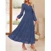 imageZESICA Womens 2025 Fall Long Sleeve Maxi Dress V Neck Hollow Out Eyelet A Line Long Flowy Casual Party DressesDustyblue