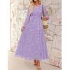 imageZESICA Womens 2025 Fall Long Sleeve Maxi Dress V Neck Hollow Out Eyelet A Line Long Flowy Casual Party DressesLightpurple