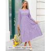 imageZESICA Womens 2025 Fall Long Sleeve Maxi Dress V Neck Hollow Out Eyelet A Line Long Flowy Casual Party DressesLightpurple