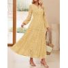 imageZESICA Womens 2025 Fall Long Sleeve Maxi Dress V Neck Hollow Out Eyelet A Line Long Flowy Casual Party DressesYellow