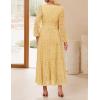 imageZESICA Womens 2025 Fall Long Sleeve Maxi Dress V Neck Hollow Out Eyelet A Line Long Flowy Casual Party DressesYellow