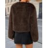 imageZESICA Womens 2025 Winter Faux Fur Coats Fluffy Cropped Jacket Long Sleeve Shaggy Outerwear Fall Clothes with PocketsBrown