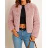 imageZESICA Womens 2025 Winter Faux Fur Coats Fluffy Cropped Jacket Long Sleeve Shaggy Outerwear Fall Clothes with PocketsPink