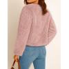 imageZESICA Womens 2025 Winter Faux Fur Coats Fluffy Cropped Jacket Long Sleeve Shaggy Outerwear Fall Clothes with PocketsPink