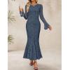 imageZESICA Womens Long Sleeve Bodycon Maxi Dress 2025 Fall Fashion Floral Sexy Mermaid Wedding Guest Cocktail Party DressesDustyblue