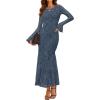 imageZESICA Womens Long Sleeve Bodycon Maxi Dress 2025 Fall Fashion Floral Sexy Mermaid Wedding Guest Cocktail Party DressesDustyblue