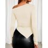 imageZESICA Womens Off The Shoulder Tops 2025 Long Sleeve Y2K Asymmetrical Ruched Fitted Shirts Fall Trendy Going Out TopApricot