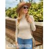 imageZESICA Womens 2025 Fall Long Sleeve Turtleneck T Shirt Ribbed Knit Sweater Slim Fit Basic Casual Tee TopsAlmond