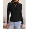 imageZESICA Womens 2025 Fall Long Sleeve Turtleneck T Shirt Ribbed Knit Sweater Slim Fit Basic Casual Tee TopsBlack