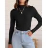 imageZESICA Womens 2025 Fall Long Sleeve Turtleneck T Shirt Ribbed Knit Sweater Slim Fit Basic Casual Tee TopsBlack
