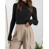 imageZESICA Womens 2025 Fall Long Sleeve Turtleneck T Shirt Ribbed Knit Sweater Slim Fit Basic Casual Tee TopsBlack