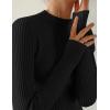 imageZESICA Womens 2025 Fall Long Sleeve Turtleneck T Shirt Ribbed Knit Sweater Slim Fit Basic Casual Tee TopsBlack