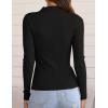 imageZESICA Womens 2025 Fall Long Sleeve Turtleneck T Shirt Ribbed Knit Sweater Slim Fit Basic Casual Tee TopsBlack