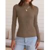 imageZESICA Womens 2025 Fall Long Sleeve Turtleneck T Shirt Ribbed Knit Sweater Slim Fit Basic Casual Tee TopsCamel