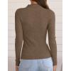 imageZESICA Womens 2025 Fall Long Sleeve Turtleneck T Shirt Ribbed Knit Sweater Slim Fit Basic Casual Tee TopsCamel