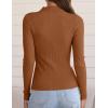 imageZESICA Womens 2025 Fall Long Sleeve Turtleneck T Shirt Ribbed Knit Sweater Slim Fit Basic Casual Tee TopsCaramel