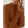 imageZESICA Womens 2025 Fall Long Sleeve Turtleneck T Shirt Ribbed Knit Sweater Slim Fit Basic Casual Tee TopsCaramel