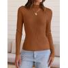imageZESICA Womens 2025 Fall Long Sleeve Turtleneck T Shirt Ribbed Knit Sweater Slim Fit Basic Casual Tee TopsCaramel