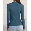 imageZESICA Womens 2025 Fall Long Sleeve Turtleneck T Shirt Ribbed Knit Sweater Slim Fit Basic Casual Tee TopsDark Blue