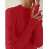 imageZESICA Womens 2025 Fall Long Sleeve Turtleneck T Shirt Ribbed Knit Sweater Slim Fit Basic Casual Tee TopsRed