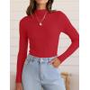 imageZESICA Womens 2025 Fall Long Sleeve Turtleneck T Shirt Ribbed Knit Sweater Slim Fit Basic Casual Tee TopsRed