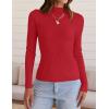 imageZESICA Womens 2025 Fall Long Sleeve Turtleneck T Shirt Ribbed Knit Sweater Slim Fit Basic Casual Tee TopsRed