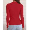 imageZESICA Womens 2025 Fall Long Sleeve Turtleneck T Shirt Ribbed Knit Sweater Slim Fit Basic Casual Tee TopsRed