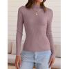 imageZESICA Womens 2025 Fall Long Sleeve Turtleneck T Shirt Ribbed Knit Sweater Slim Fit Basic Casual Tee TopsTaro