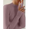 imageZESICA Womens 2025 Fall Long Sleeve Turtleneck T Shirt Ribbed Knit Sweater Slim Fit Basic Casual Tee TopsTaro