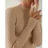 imageZESICA Womens 2025 Fall Long Sleeve Turtleneck T Shirt Ribbed Knit Sweater Slim Fit Basic Casual Tee TopsToffee