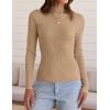 imageZESICA Womens 2025 Fall Long Sleeve Turtleneck T Shirt Ribbed Knit Sweater Slim Fit Basic Casual Tee TopsToffee