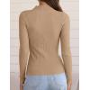 imageZESICA Womens 2025 Fall Long Sleeve Turtleneck T Shirt Ribbed Knit Sweater Slim Fit Basic Casual Tee TopsToffee