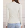 imageZESICA Womens 2025 Fall Long Sleeve Turtleneck T Shirt Ribbed Knit Sweater Slim Fit Basic Casual Tee TopsWhite