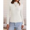 imageZESICA Womens 2025 Fall Long Sleeve Turtleneck T Shirt Ribbed Knit Sweater Slim Fit Basic Casual Tee TopsWhite