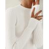 imageZESICA Womens 2025 Fall Long Sleeve Turtleneck T Shirt Ribbed Knit Sweater Slim Fit Basic Casual Tee TopsWhite