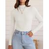 imageZESICA Womens 2025 Fall Long Sleeve Turtleneck T Shirt Ribbed Knit Sweater Slim Fit Basic Casual Tee TopsWhite