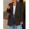 imageZESICA Womens Blazers 2025 Fall Business Casual Long Sleeve Collar Open Front Suit Work Jackets Blazer with PocketsCoffee