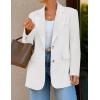 imageZESICA Womens Blazers 2025 Fall Business Casual Long Sleeve Collar Open Front Suit Work Jackets Blazer with PocketsWhite