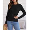imageZESICA Womens Long Sleeve Crewneck Shirts 2025 Fall Ribbed Knit Sweater Slim Fitted Casual Basic Tee TopsBlack