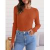 imageZESICA Womens Long Sleeve Crewneck Shirts 2025 Fall Ribbed Knit Sweater Slim Fitted Casual Basic Tee TopsCaramel